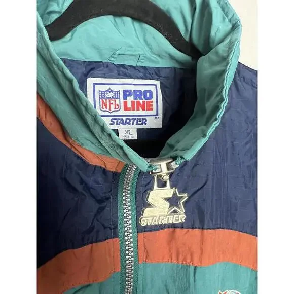 Vintage Miami Dolphins Windbreaker Full Zip Jacket NFL Pro Line Starter Size XL
